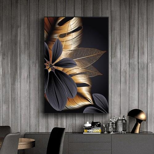 GATYZTORY 60x75cm Paint By Numbers For Adults Kids Golden Leaf Painting By Numbers On Canvas Plant Drawing Frameless Home Decor