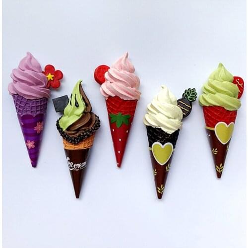 New Hand-made Painted Ice Cream Cone Stick 3D Fridge Magnets Tourism Souvenirs Refrigerator Magnetic Stickers Gift