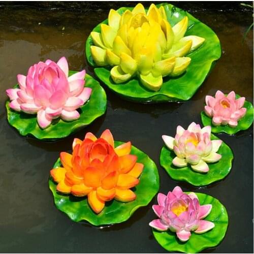 PASTORAL SIMULATION FLOATING WATER LOTUS FROG RESIN ORNAMENTS POND ROCKERY FOUNTAIN FIGURINES CRAFTS COURTYARD GARDEN DECORATION