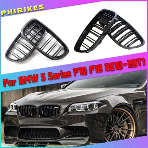 Front Hood Kidney Grille Bumper Black Dual Grill Fit for BMW F10 F11 F18 5-Series 2010-2016,Car Accessories Replacement Part