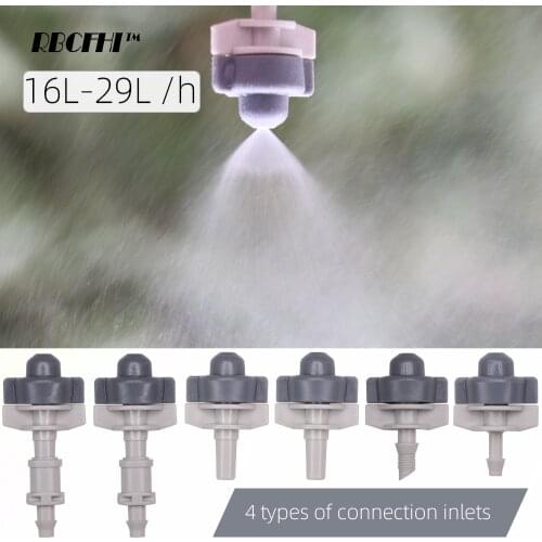 RBCFHI 15PCS 16.8-28.8 L/h Fog Nozzles Fine Spray Irrigation Cooling Watering Garden Sprinkler Misting Micro Jet Range 0.2-0.35M