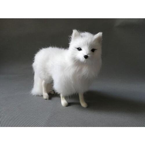 Real life toy 16x12cm cute fox polyethylene&furs white fox model home decoration props ,toy gift d0129