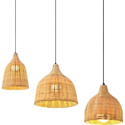 Modern Rattan Woven Ceiling Light Fixture Pendant Lamp Chandelier For Living Room Hotel Restaurant Cafe Office Decorative