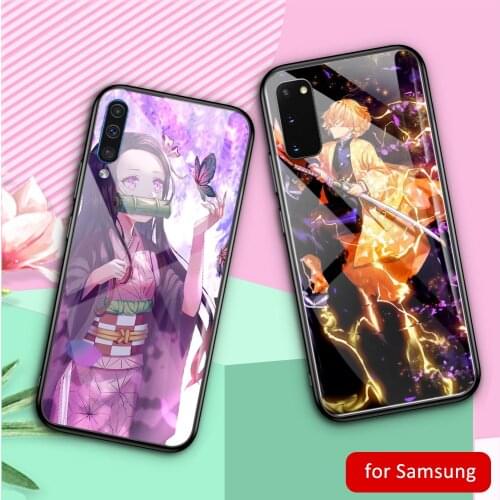 Glass Case For Kimetsu no Yaiba Demon slayer Cover for Galaxy S20 Ultra A20 A50 A70 A7 A8 Plus 2018 DIY Phone Case