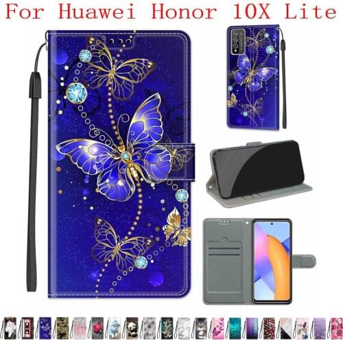 Sunjolly Case for Huawei Honor 10X Lite Wallet Stand Flip PU Leather Phone Case Cover capa for Huawei Honor 10X Lite Case Cover