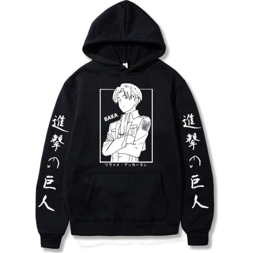 Japanese Anime Attack on Titan Harajuku Hoodies Baka Hooded Sweatshirt Pullover Tops Streetwear Tracksuit Vintage Hoodie Men