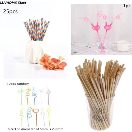 Summer Party Cocktail Disposable Juice Drink Straw Flexible Straws For Birthday Wedding Party Decor Cocktail Straws