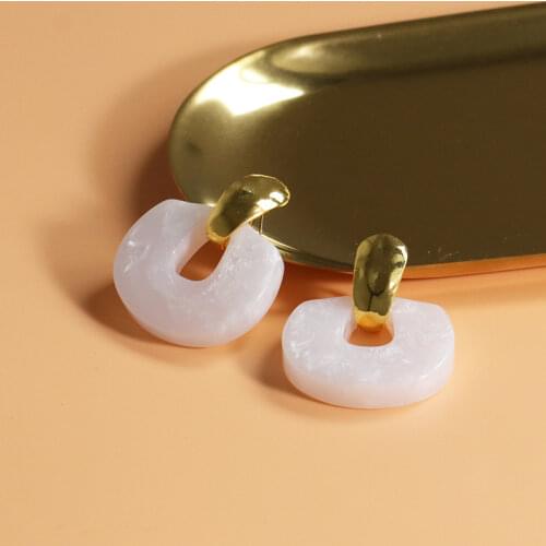 JURAN Hot Multicolored New Design ZA Drop Dangle Earrings Vintage Fashion Geometric Square Earrings For Party Wedding Jewelry