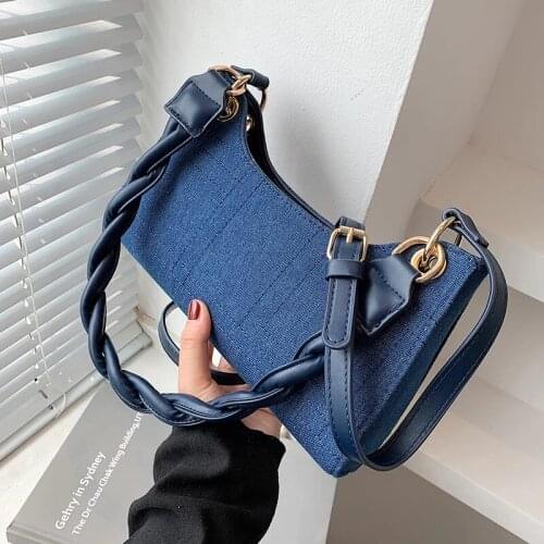 Small Crossbody Bag Womens Bag Summer 2021 New Fashion One Shoulder Underarm Bags Denim Small Square Bag