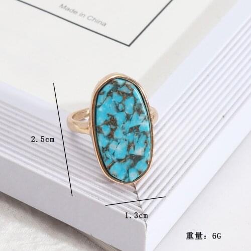 Oval Turquoise Stone Band Rings for Women Vintage Jewelry Mama Brithday Gift Party Accessories