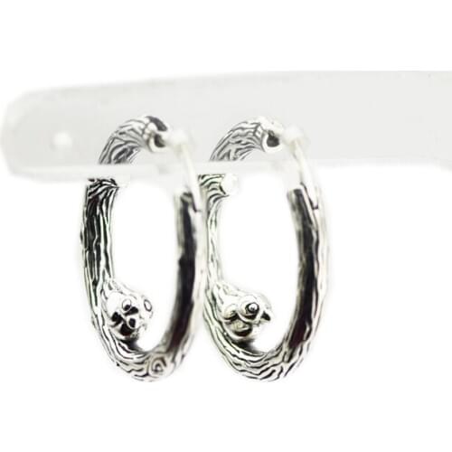Wholesale 925 Sterling Silver Earrings Women Spring Bird Hoop Earings Fashion Jewelry pendientes mujer Free Shipping