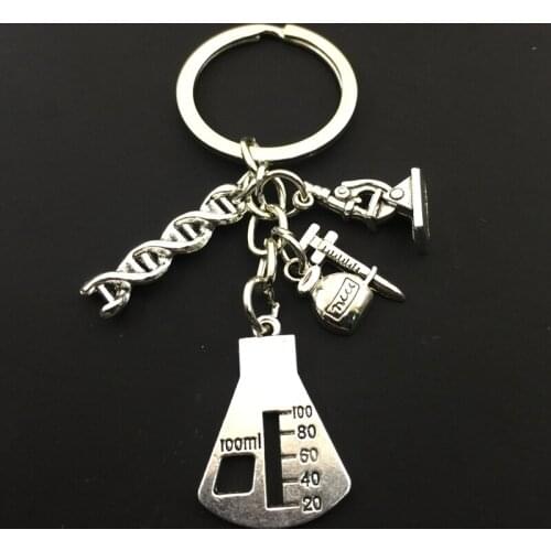 1PC medical keychain DNA keychain, never give up jewelry keychain gift DIY handmade keyring