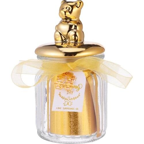 1pc Wedding Glass Candy Box Hand Gift Animal Jar Storage Bottle Wedding Glass Candy Box With Cover Gold Plated Sealed Candy Can