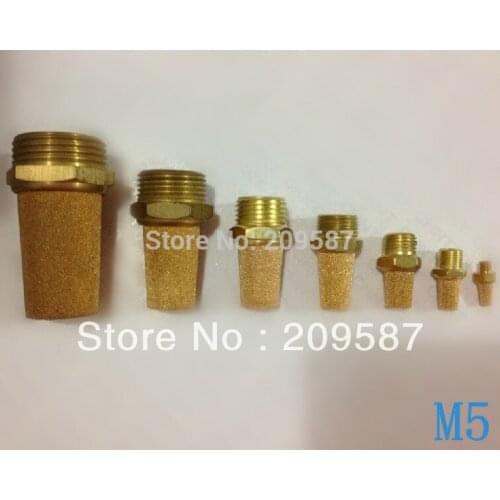 100Pcs Sintered Brass Pneumatic Noise Silencer Muffler M5