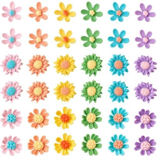 108pcs Multicolor Flower Flatback Resin Cabochons for Scrapbook DIY Embellishments Headwear Phone Case Decor Supply Multi-Petals