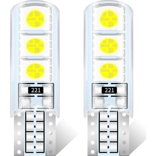 1PCS Car LED Bulb T10 W5W Turn Signal Light Canbus 168 501 Dome Reading License Plate Light 6SMD Silicone No Error Interior Lamp