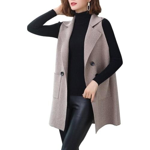 2021 New Spring Autumn Long Woolen Vest Plus Size Womens Sleeveless Blazer Women Suit Vest Female Waistcoat Office Casual Vests