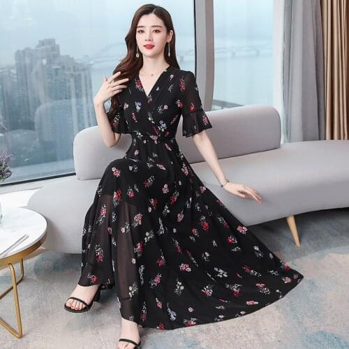 2021 Vintage Boho Floral Beach Midi Dresses Spring Summer Print 4XL Plus Size Runway Dress Elegant Women Bodycon Party Vestidos