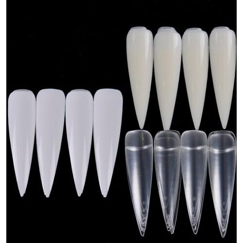 24Pcs/lot White False Nail Tips Long Cuspidal Stiletto Nail Tips False Nail Tip Manicure French Salon Acrylic Nail Art