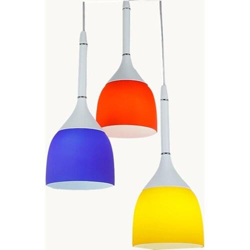 3 Lights Colored Glass Dining Room Pendant Fixtures Fashion Kitchen Pendant Lamp Cafe Bar Pendant Lights
