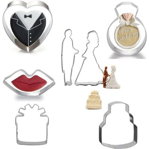 7pcs Biscuit Molds for Cookies Press Cutters Set Valentines Gift Love Lip Shape Bakery Modeling Tools for Kitchen Baking