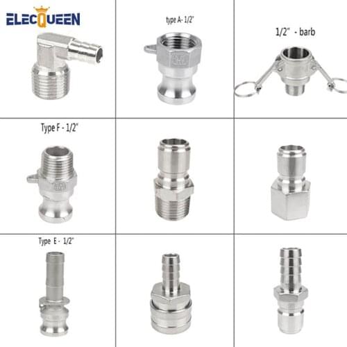 Camlock QD - 1/2 Type A,E, F & Beer Quick Disconnect Set, Homebrew Fitting, 1/2" Barb
