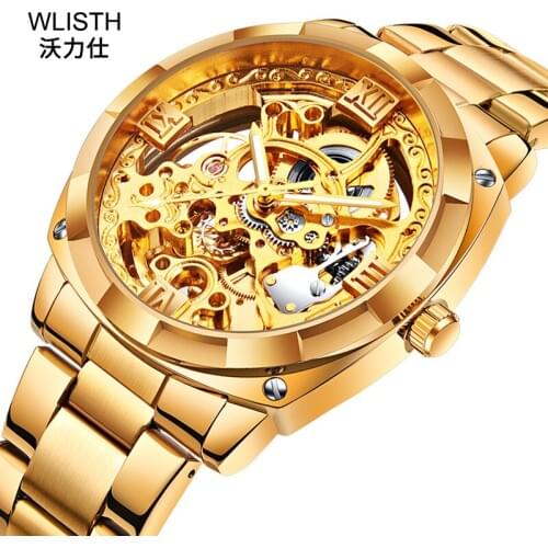 Top Brand Original WLISTH Luxury Hollow Automatic Mechanical Watch Business Watches Mens Watches Male Clock Relojes Masculino