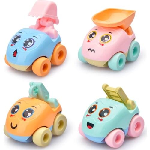 Childrens Cartoon Mini Inertia Engineering Vehicle Set Excavator Forklift Crane Model Baby 0-3 Years Old Fire Truck model car