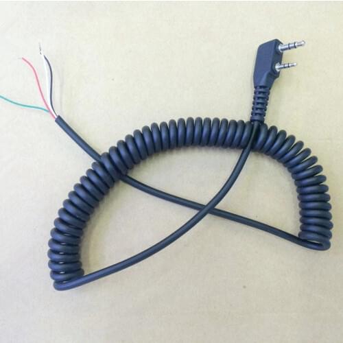 For DIY 4 wire microphone cable K plug 2pins for kenwood wouxun baofeng puxing weierwei tyt quansheng etc walkie talkie