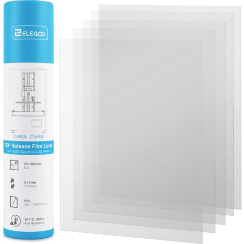 ELEGOO 5PCs Release Films Set 200mm*260mm 0.15mm Thickness for SATURN LCD 3D Printer SATURN FEP 3D Printer Parts Filament