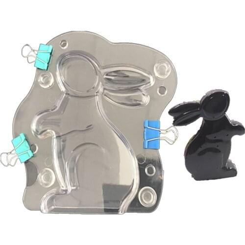 Bunny Shape Chocolate Mold, 3D Easter Rabbit Chocolate Plastic Mould,Easter Chocolate Decoration Tools festival party supply