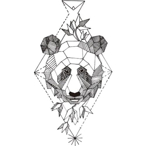 Geometric Panda Waterproof Temporary Tattoo Sticker Black Fragments Design Fake Tattoos Flash Tatoos Arm Body Art for Women Men