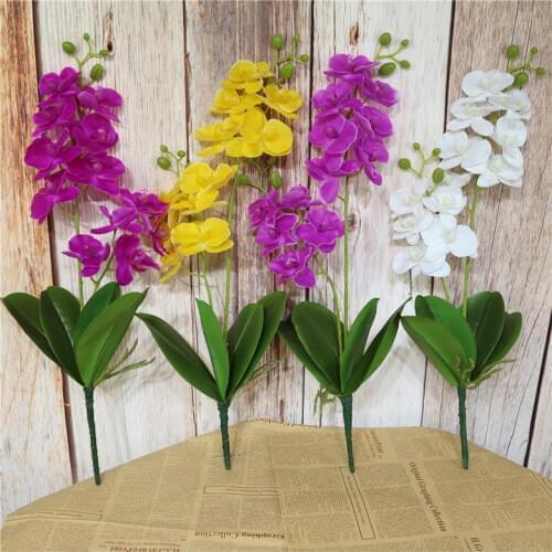 60cm artificial flowers potted plants LaTeX fake orchid 2branch leaves butterfly orchid for wedding party table home decoration