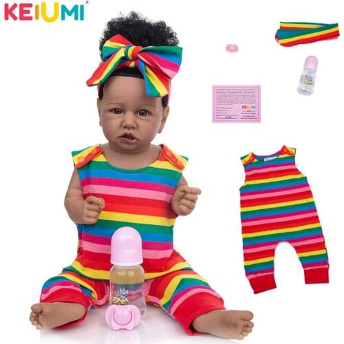KEIUMI Cute Full Silicone Reborn Baby Dolls 23 Inch Vinyl Body Reborn Doll Reborn Menina For Girl Birthday Gifts DIY Toy