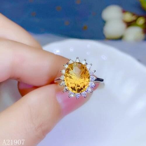 KJJEAXCMY boutique jewelry 925 sterling silver inlaid citrine gemstone female ring luxury new style