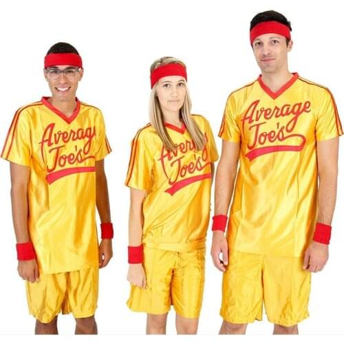 Crazy Dodgeball Average Joes Adult Yellow Jersey Costume Set A True Underdog Story Dodgeball Cosplay Costume Halloween Outfit
