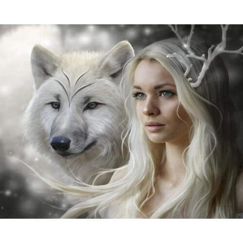 Beauty and white Wolf Cross Stitch Kits Needlework Embroidery Crafts 14CT Unprinted DIY Arts Handmade Home Decor