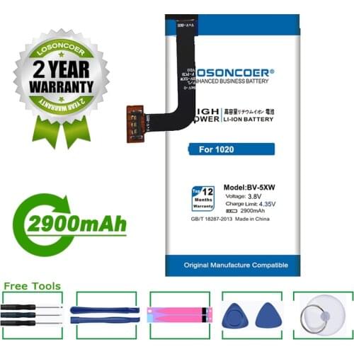 LOSONCOER Battery 2900mAh BV-5XW For Nokia Lumia 1020 RM-877 RM-876 RM-875 RM 876 875 877 1020 Battery Free Tools