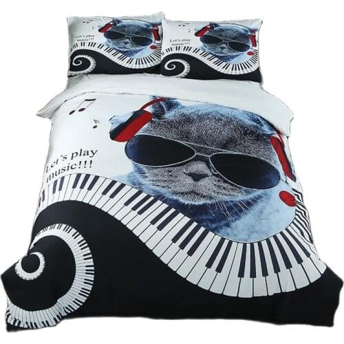 Wolf Printing Kit Multi-country Size-Digital Printing US Twin (three-piece set) Mr. Cat without Bed sheet