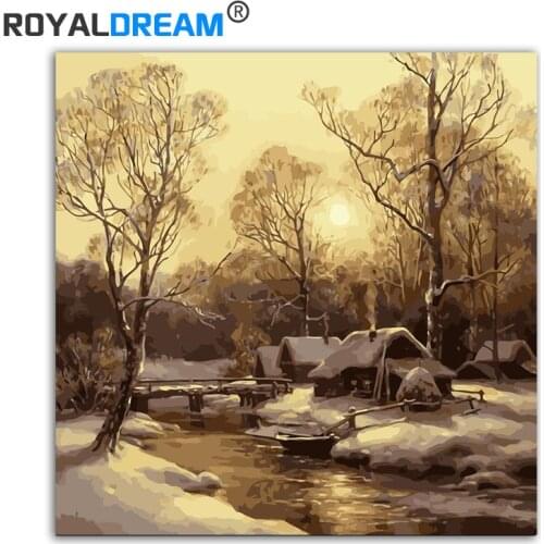 ROYALDREAM Winter Morning Landscape DIY Painting By Numbers Kit Paint On Canvas Painting Calligraphy For Home Decor