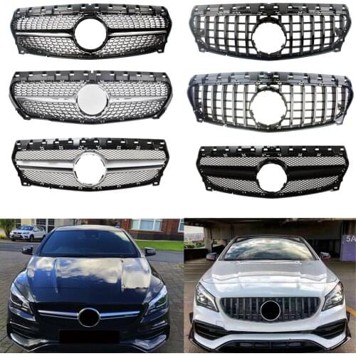 Front Racing Billet Bumper Grille Cover For Mercedes Benz W117 CLA Class 2017 2018 2019 GTR Diamond