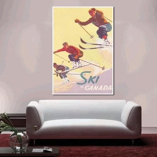 Canada Ski Sport Poster Scandinavian Canvas Painting Wall Art Modular Pictures for Living Room Interior Home Decor Frameless