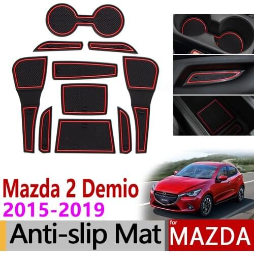Anti-Slip Gate Slot Mat Rubber Cup Mats for Mazda 2 Demio 2015 2016 2017 2018 2019 DJ Mazda2 Accessories Car Stickers 10Pcs/Set