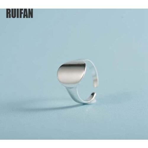 Ruifan Adjustable Genuine 925 Sterling Silver Rings for Women Men Party Ring Simple Round Open Ring Accessories Jewelry YRI065