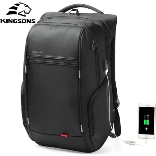 Kingsons USB Charge Anti Theft Backpacks Men Travel Waterproof School Bags College Teenager Male 13/15/17 inches Laptop Backpack