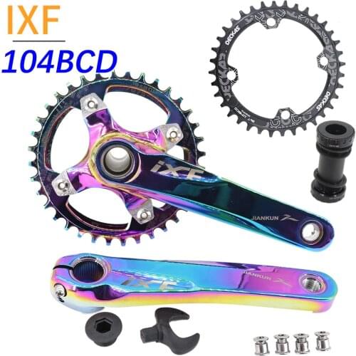 IXF MTB Crankset 104BCD Bike Crank 170mm Deckas Chainring 30t 32t 34t 36t 38 rainbow oil slick 1 2 3 speed 1x 2x 3x speed