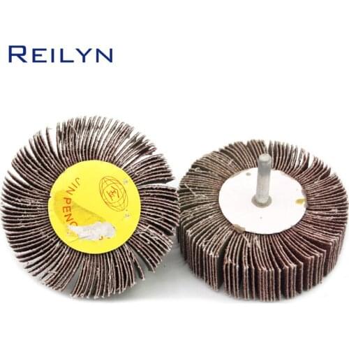 2 PC sand paper polishing wheel 6 x 80mm abrasive mops-wheel spindle mops mounted flap wheels grinding bits abrasive block