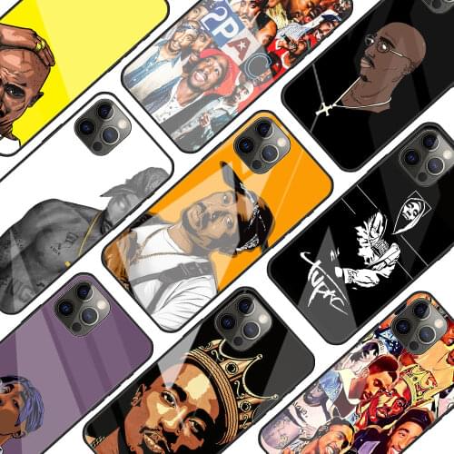Rapper 2pac singer Tupac Glass Phone Case for iPhone 11 12 Pro XR X 7 8 XS Max 6 6S Plus SE 2020 Mobile Phones Cover Coque