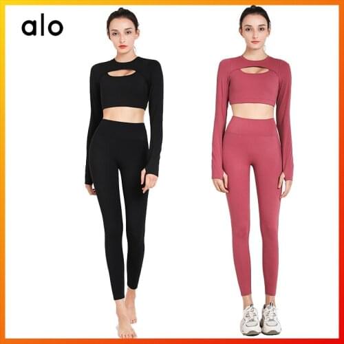 Alo Yoga Womens Sports Long Sleeve Womens Outdoor Tops Fitness Running Long Sleeve Sports Workout Tube Top Sexy Fashion