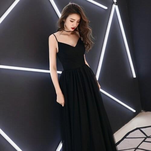 Evening Dress 2020 New Fashion Sexy Spaghetti Strap V-neck Prom Dress Sleeveless a Line Formal Party Dresses